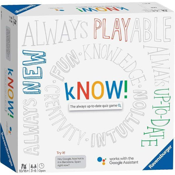 Ravensburger kNOW! Interactive Quiz Game Powered by Google Assistant for Adults and Kids, 3 to 6 palyers, Age 10 Years and Up - English Edition