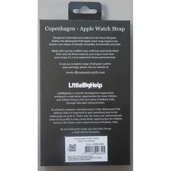 Dbramante 38 mm Copenhagen Watch Strap for Apple - Silver/Black