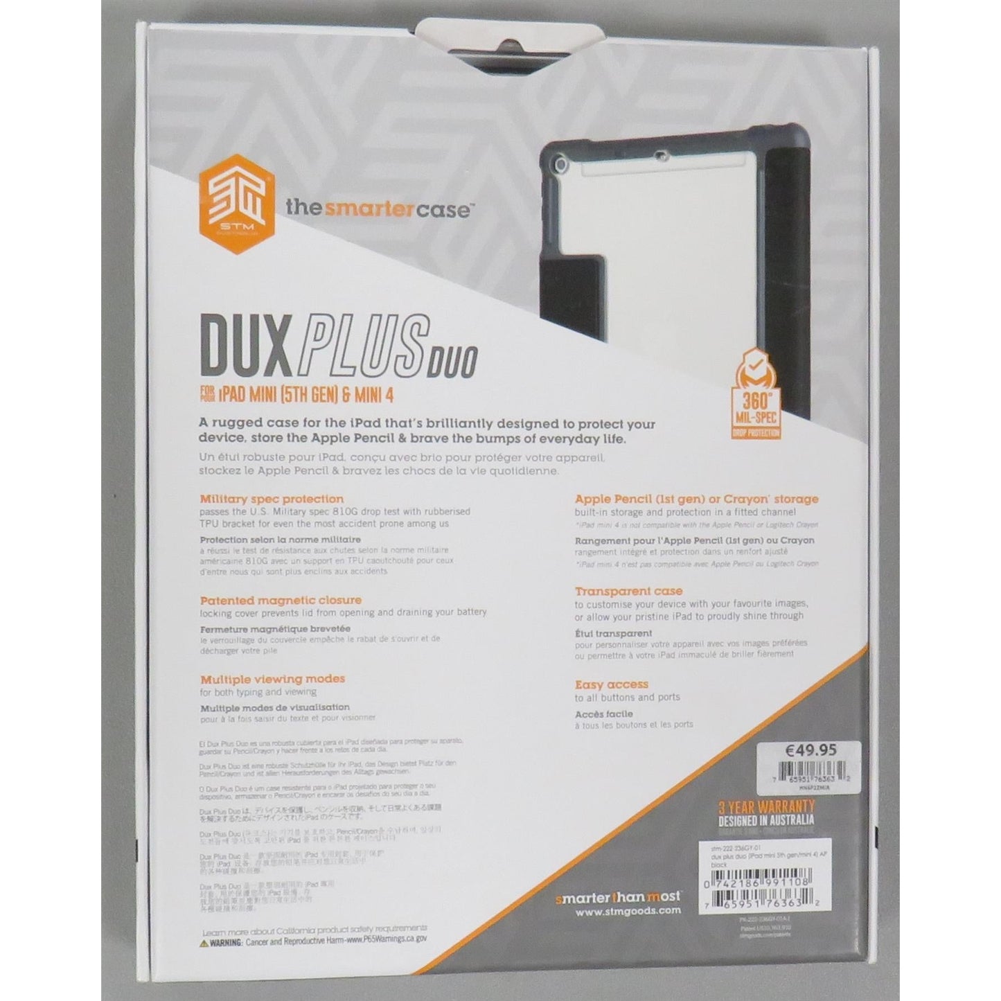 STM Dux Plus Duo Smart Case (iPad Mini 5th Gen/Mini 4) AP - Black