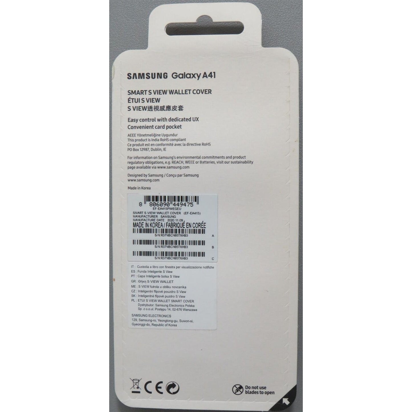 Samsung S View Wallet Cover EF-EA415 for Galaxy A41 White
