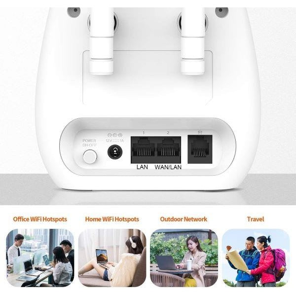 Tenda 4G680 v1.0 300Mbps 4G Mobile Wi-Fi Router, SIM Slot Unlocked, No Configuration required, 2 Detachable Antennas, 2 Gigabit Ports, Data Traffic Monitoring, EU Plug