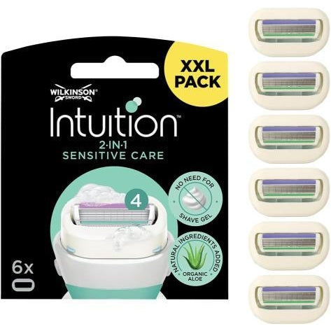 WILKINSON SWORD - Intuition Sensitive Care For Women | No Shave Gel Needed | Pack of 6 Razor Blade Refills
