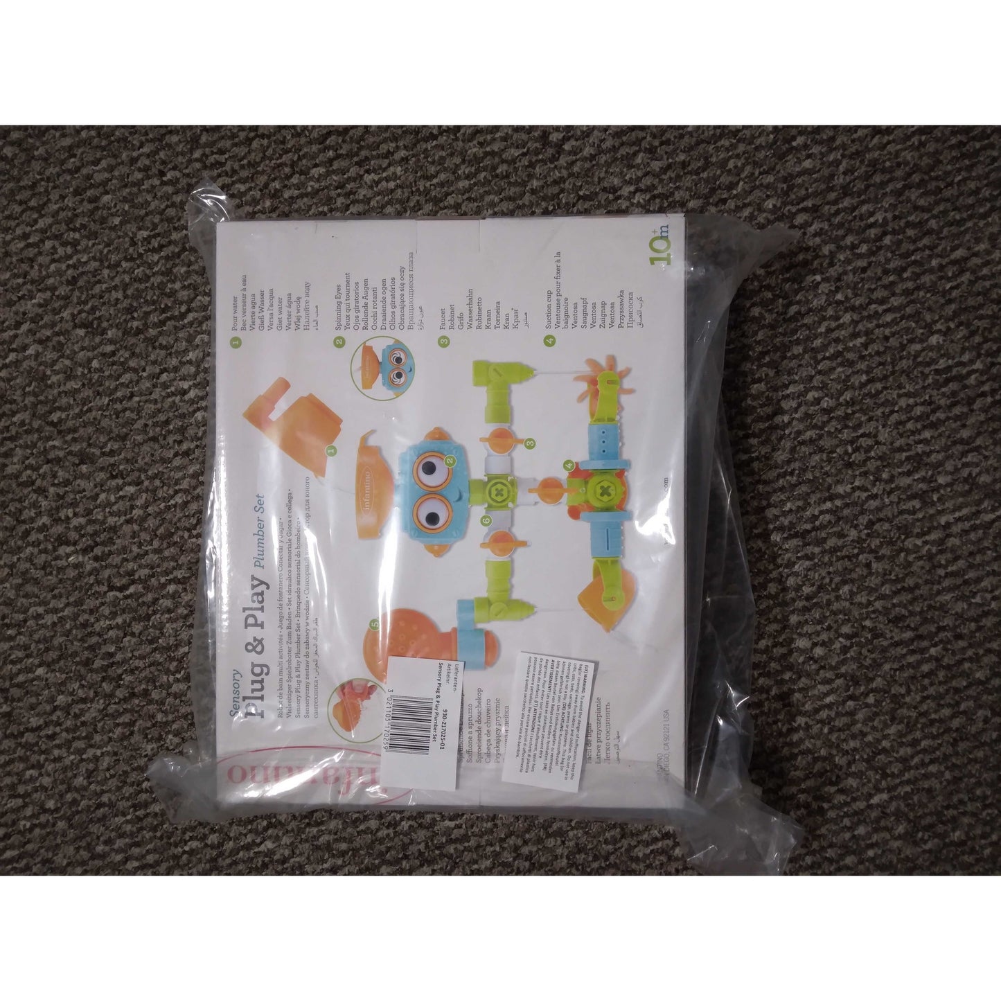 Infantino - Sensory Plug & Play - Plumber Bath Toy - Exploration and Learning - Cause and Effect - 16 Pieces - Bath Toy - Sensory Toy - Easy to Store-Multicolour -Babygift - From 10 months to 3 years