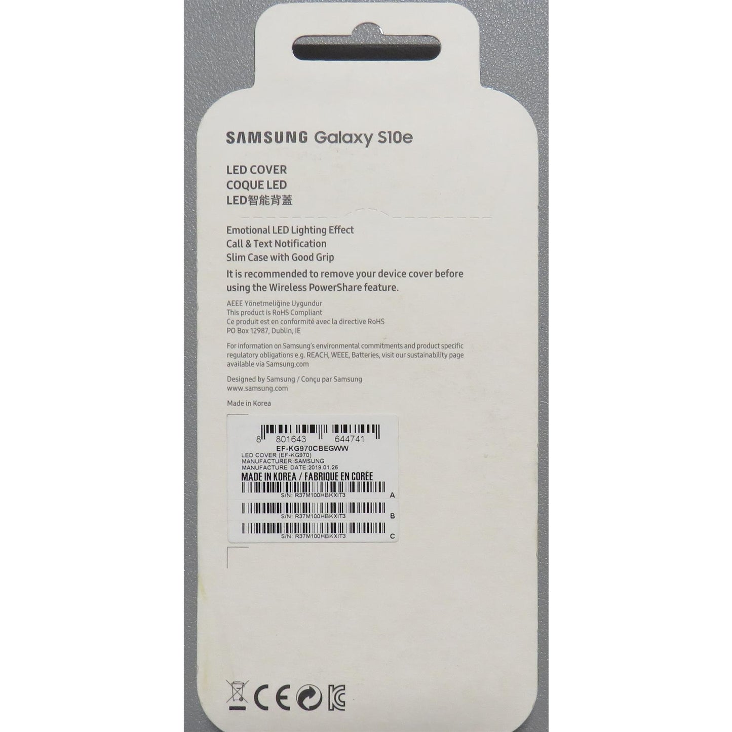 Samsung Galaxy S10e LED Cover – Official Samsung Galaxy S10e Case/Protective Case with LED Display and Light Show – Black