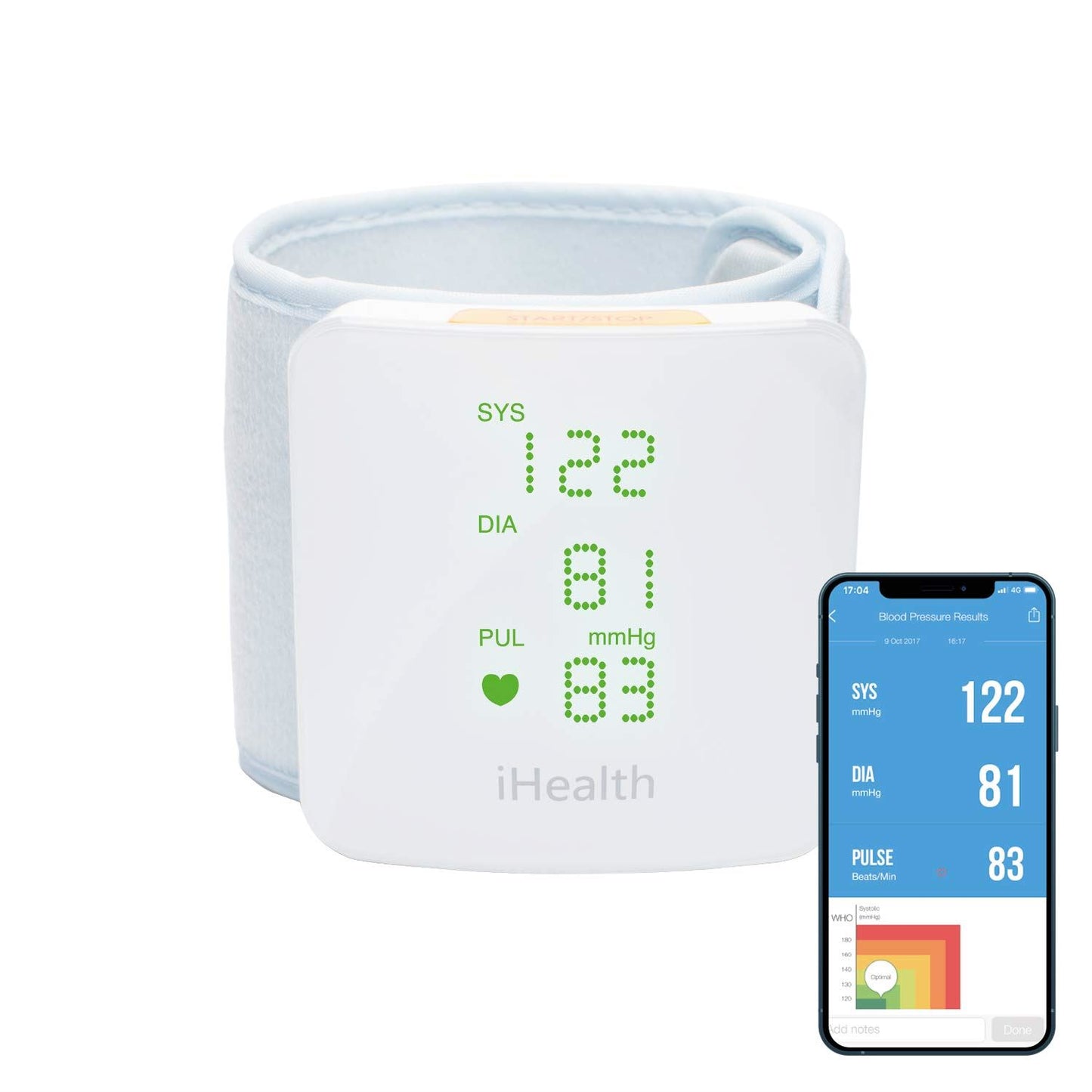 iHealth Ease Wireless Blood Pressure Wrist Blood Pressure Monitor, White
