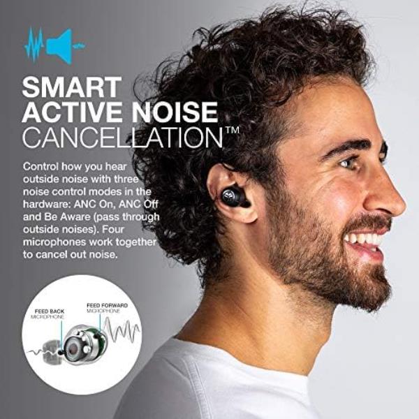 JLab JBuds Air ANC Bluetooth Earbuds, Active Noise Cancelling Earphones, Wireless Headphones with IP55 Sweat Resistance and Custom EQ3 Sound, In Ear Buds with Microphone and USB Charging Case