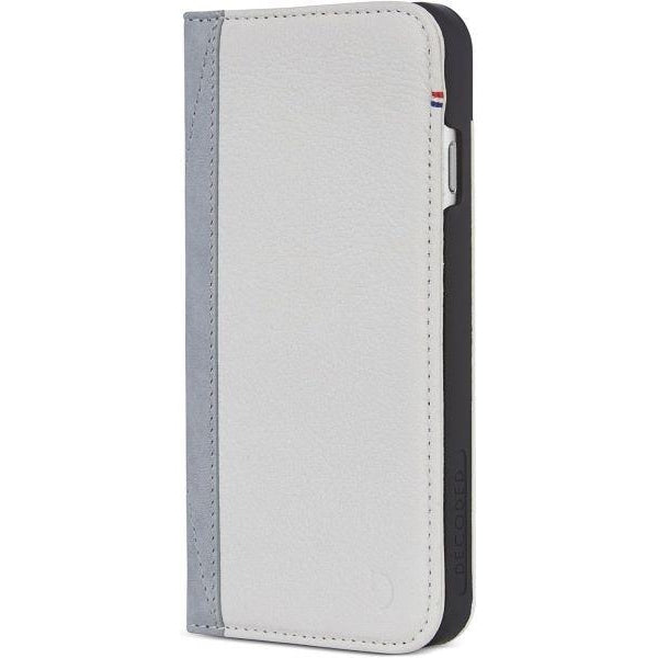 Decoded Leather Wallet Case for iPhone 6/7/8/SE 2022 Flap Closure, IP7 Highly Protective Premium Leather, Tested by Apple - Grey