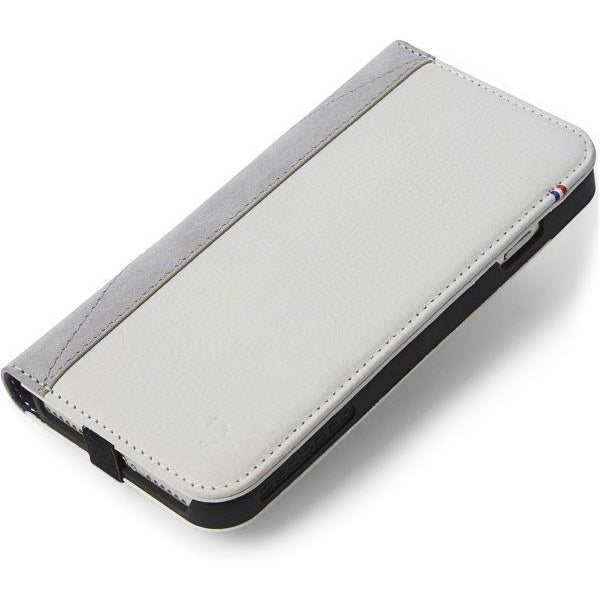 Decoded Leather Wallet Case for iPhone 6/7/8/SE 2022 Flap Closure, IP7 Highly Protective Premium Leather, Tested by Apple - Grey