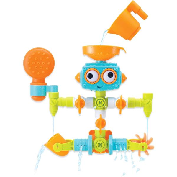 Infantino - Sensory Plug & Play - Plumber Bath Toy - Exploration and Learning - Cause and Effect - 16 Pieces - Bath Toy - Sensory Toy - Easy to Store-Multicolour -Babygift - From 10 months to 3 years