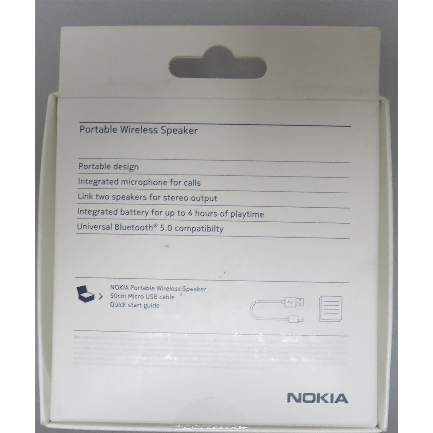 Nokia SP-101 Portable Bluetooth Speaker, Universal Wireless Speaker with Up to 4 Hours Playback, Portable Speaker with Microphone and Stereo Output, Suitable for Travel, Black