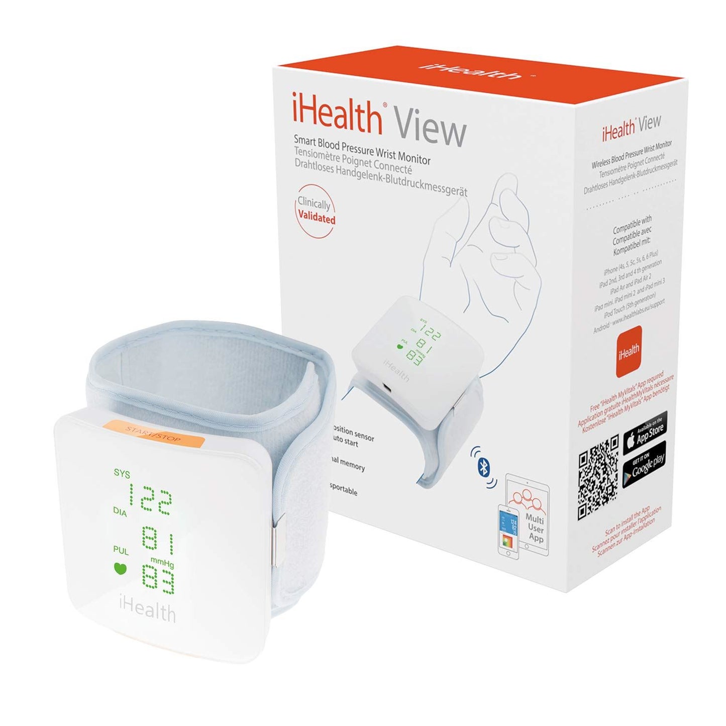iHealth Ease Wireless Blood Pressure Wrist Blood Pressure Monitor, White