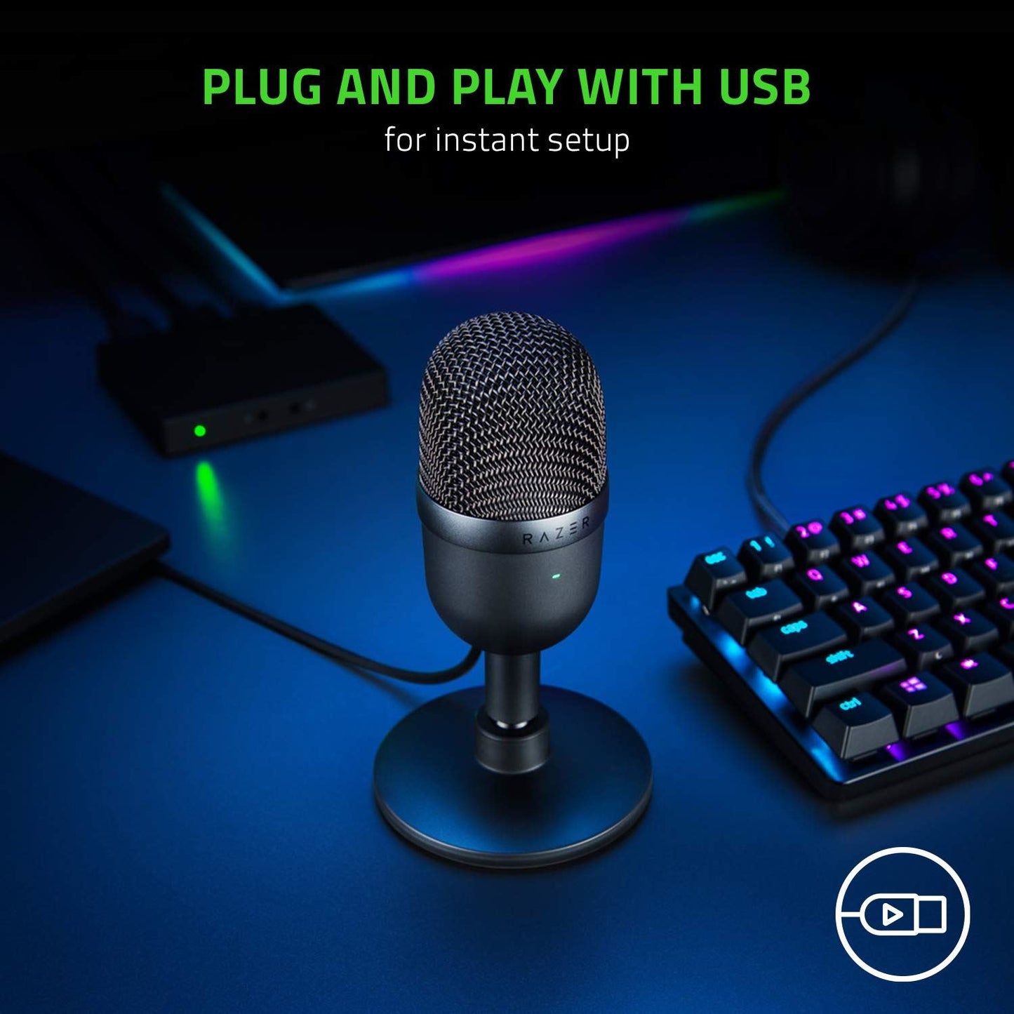 Razer Seiren Mini - USB Condenser Microphone for Streaming (Compact with Supercardioid Polar Pattern, Tiltable Stand, Integrated Shock Absorber) Mercury