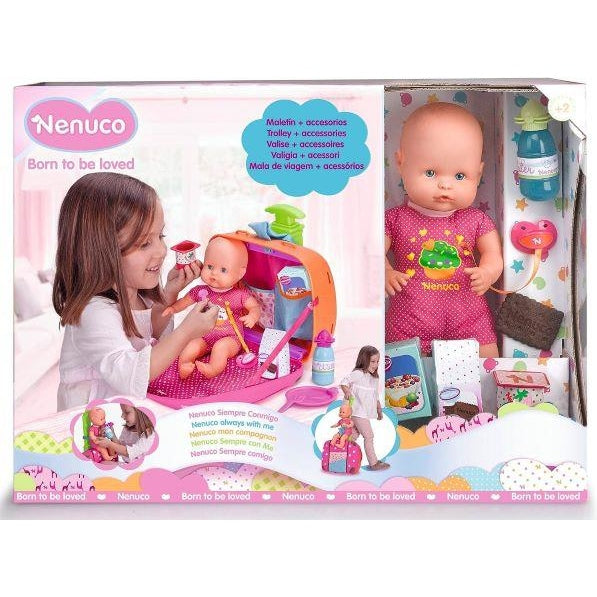 Nenuco - Always with me Baby with wheeled suitcase and handles to carry as a backpack, medical accessories for baby and FAMOSA (700013791)