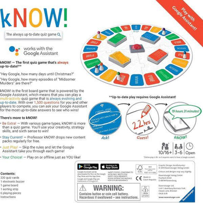 Ravensburger kNOW! Interactive Quiz Game Powered by Google Assistant for Adults and Kids, 3 to 6 palyers, Age 10 Years and Up - English Edition