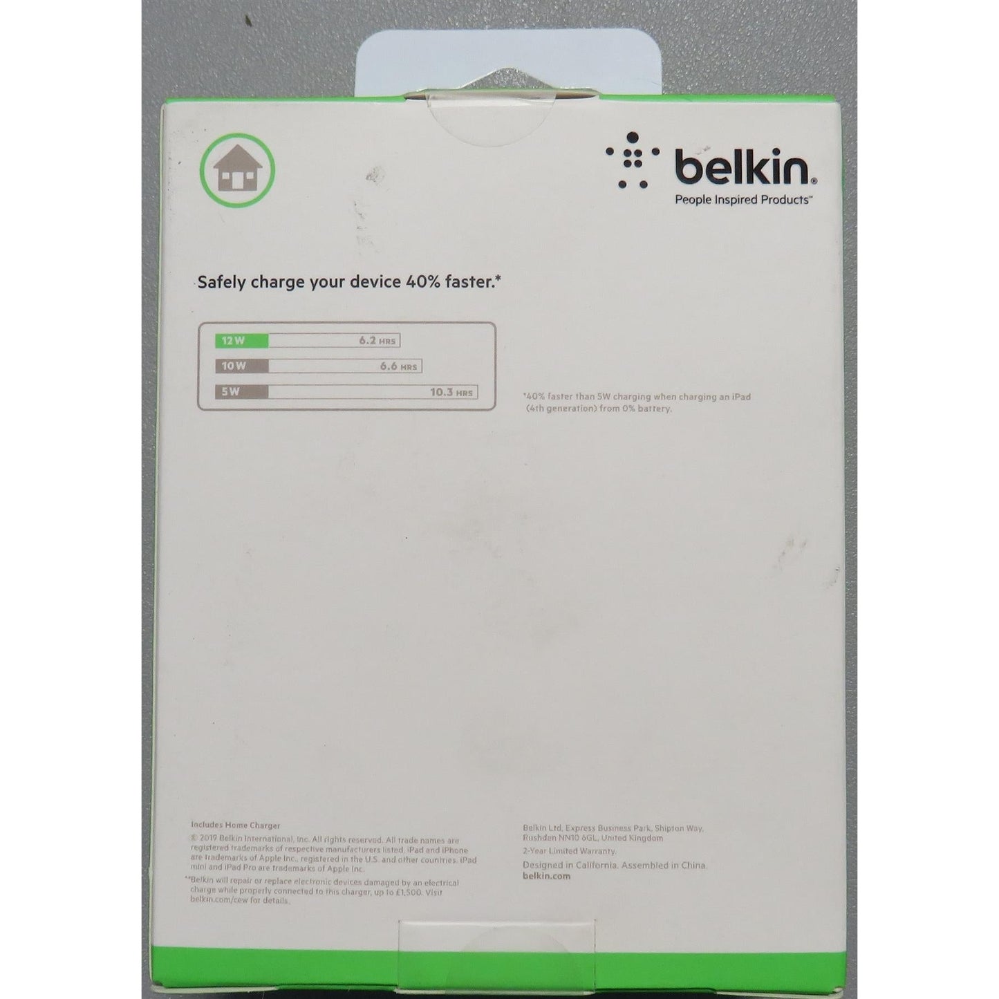 Belkin Boost UP Universal 3-Pin USB Home Charger 12W 2.4AMP - White