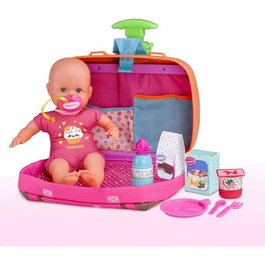 Nenuco - Always with me Baby with wheeled suitcase and handles to carry as a backpack, medical accessories for baby and FAMOSA (700013791)