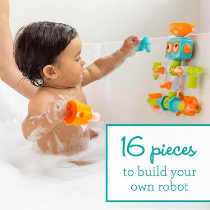 Infantino - Sensory Plug & Play - Plumber Bath Toy - Exploration and Learning - Cause and Effect - 16 Pieces - Bath Toy - Sensory Toy - Easy to Store-Multicolour -Babygift - From 10 months to 3 years