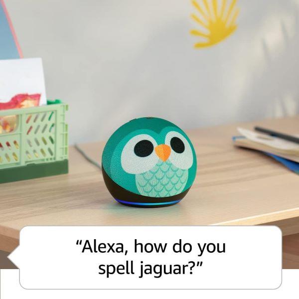 Echo Dot Kids (5th generation, 2022 release) | Wi-Fi and Bluetooth smart speaker with Alexa | Designed for kids, with parental controls | Owl