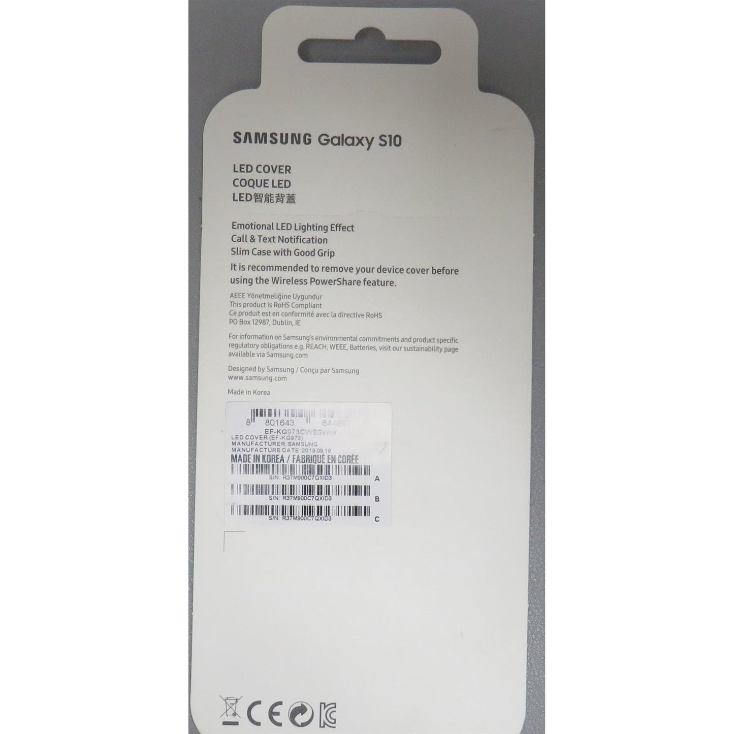 Samsung Galaxy S10 LED Cover – Official Samsung Galaxy S10 Case/Protective Case with LED Display and Light Show – White