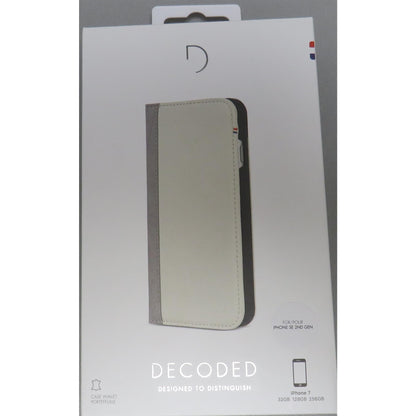 Decoded Leather Wallet Case for iPhone 6/7/8/SE 2022 Flap Closure, IP7 Highly Protective Premium Leather, Tested by Apple - Grey