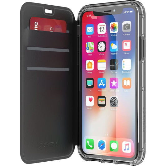 Griffin TA43989 Survivor Clear Wallet Case Cover for iPhone X - Black/Clear,TA43989