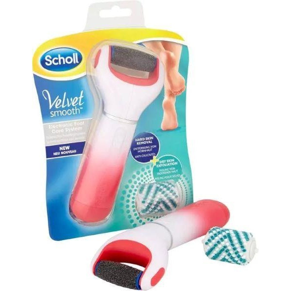 Scholl Electric File Hardness Feet Velvet Smooth with Exfoliating Head, Pink