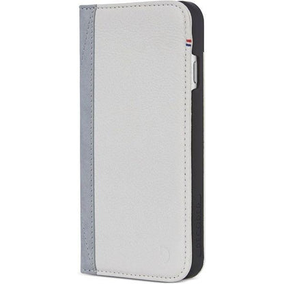 Decoded Leather Wallet Case for iPhone 6/7/8/SE 2022 Flap Closure, IP7 Highly Protective Premium Leather, Tested by Apple - Grey