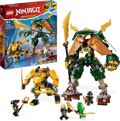 LEGO NINJAGO Lloyd and Arin's Ninja Team Mechs Set with 2 Combinable Action Figures and 5 Minifigures, Ninja Battle Playset for Kids, Boys & Girls 71794
