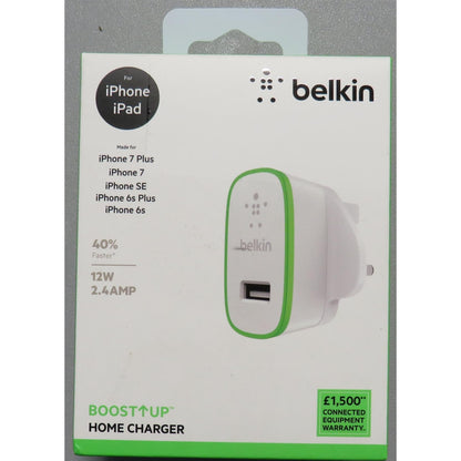 Belkin Boost UP Universal 3-Pin USB Home Charger 12W 2.4AMP - White