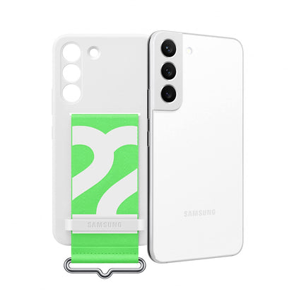 Samsung Official S22 Silicone Cover with Strap White